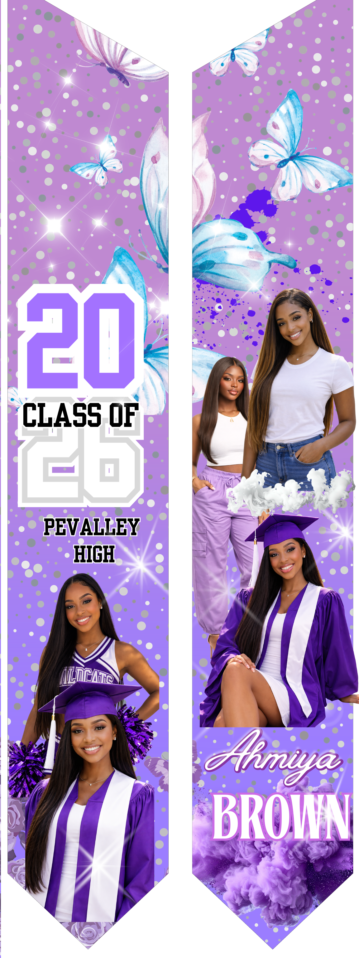 Custom Graduation Stoles 2026 | Personalized Grad Stole with Name, Photo & School Colors | Class of 2026 Senior Stole