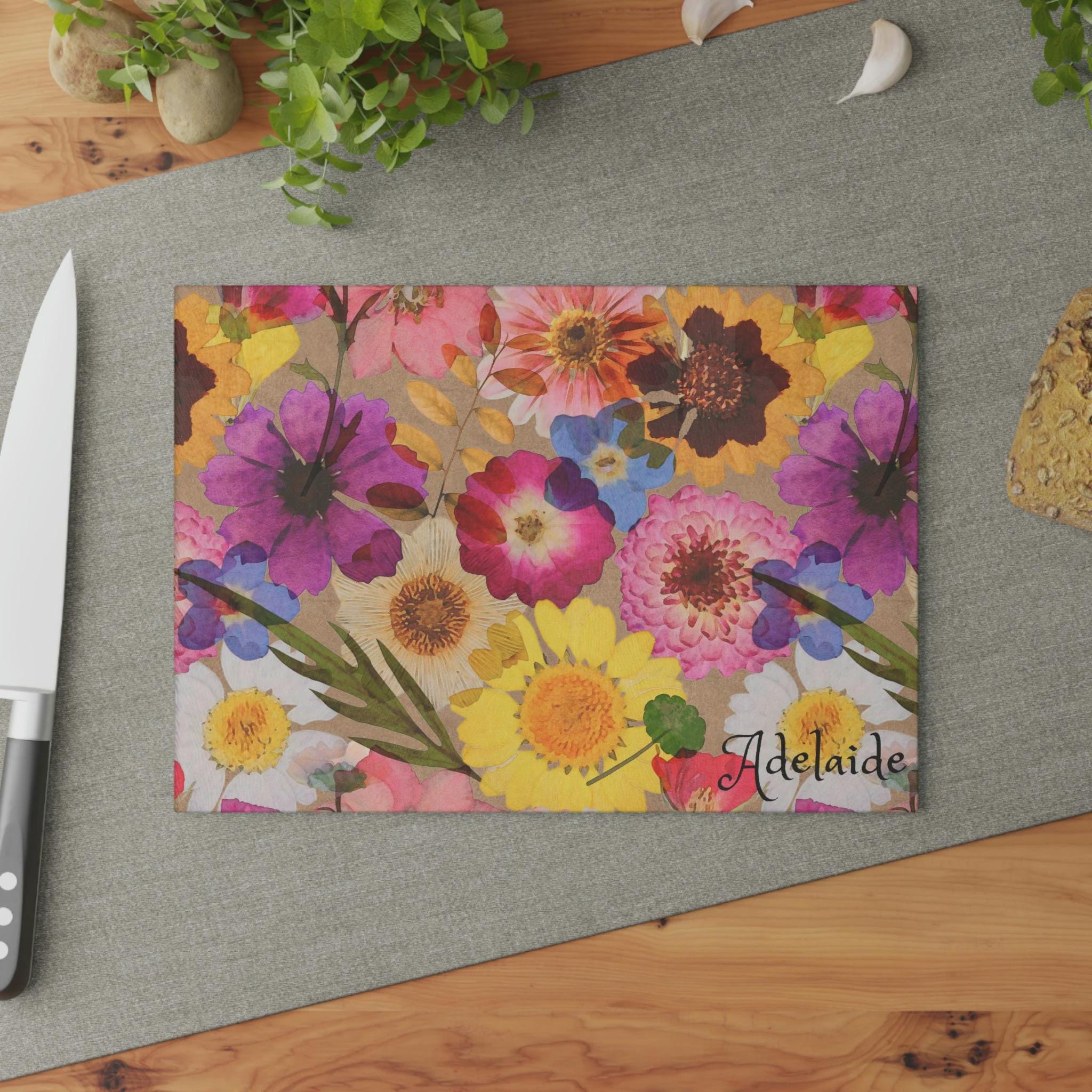 Custom Glass Cutting Board, Personalized Kitchen Gift, Housewarming, Wedding Decor, Wedding Gift, New Home Gift, Mother's Day Gift