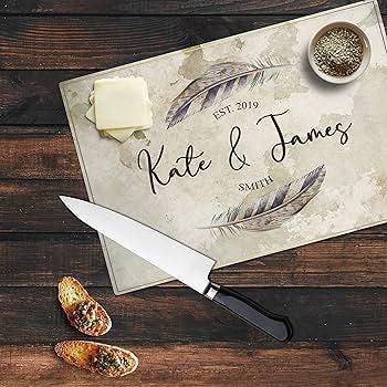 Custom Glass Cutting Board, Personalized Kitchen Gift, Housewarming, Wedding Decor, Wedding Gift, New Home Gift, Mother's Day Gift