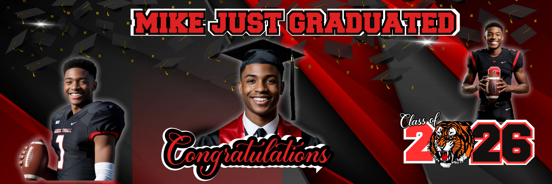 Editable Graduation Banner Template | Canva Grad Banner | Class of 2026 Custom Banner | Printable Graduation Party Decor