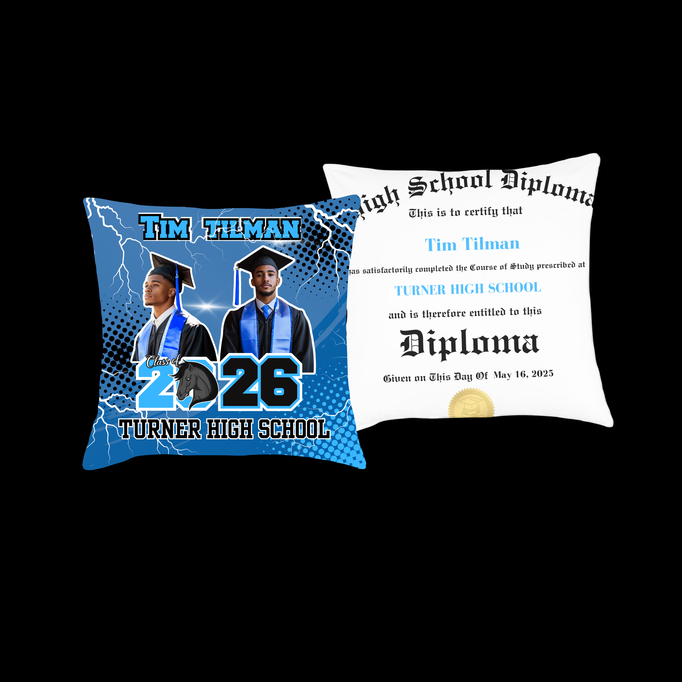 Free Grad Pillow Template – Custom Photo Graduation Design (Canva)