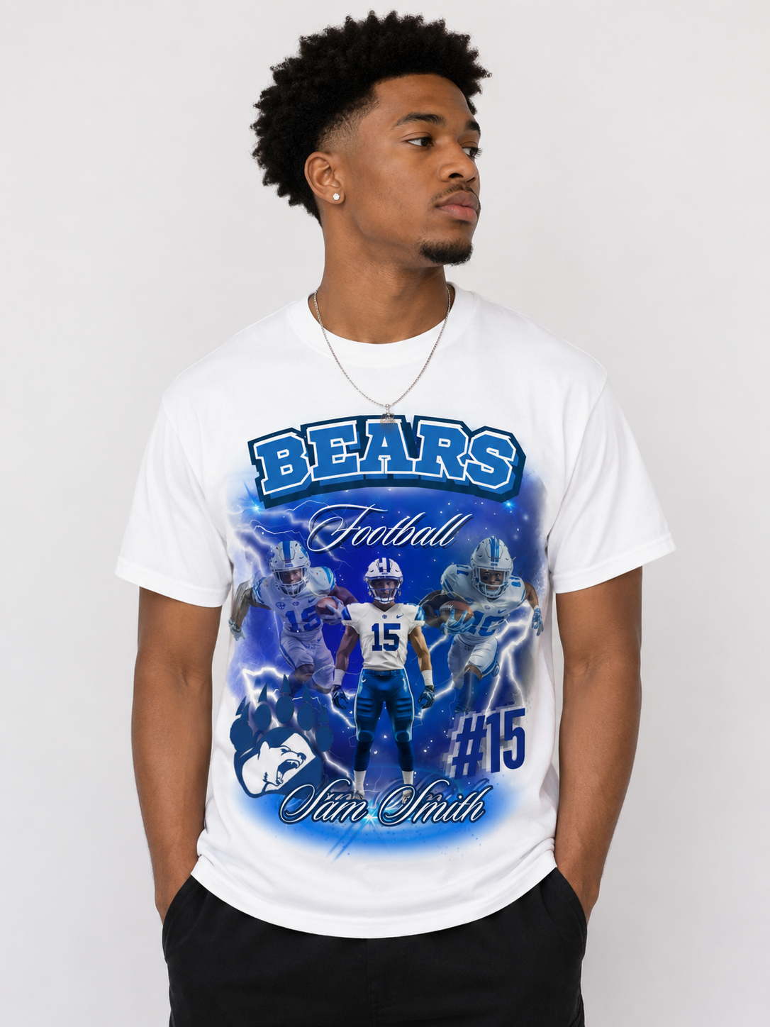 45 Editable Football & Cheer Templates Bundle | 30 Football + 15 Cheer Designs | Custom Sports Shirt Photo Templates for Crafters