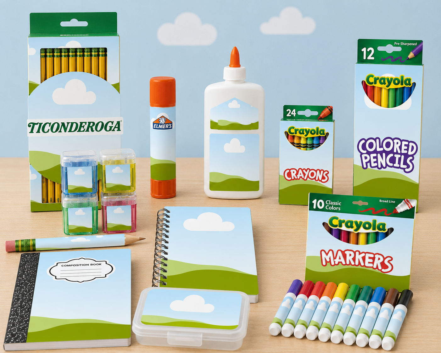 School Supplies Blanks Drag & Drop Mockup Templates , Canva Mockups for Crafters, Back to school supply mock up