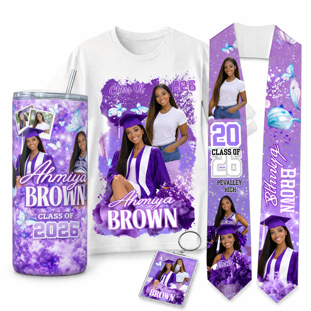Class of 2026 Graduation Bundle | Custom Shirt, Stole, Tumbler & Personalized Photo Set