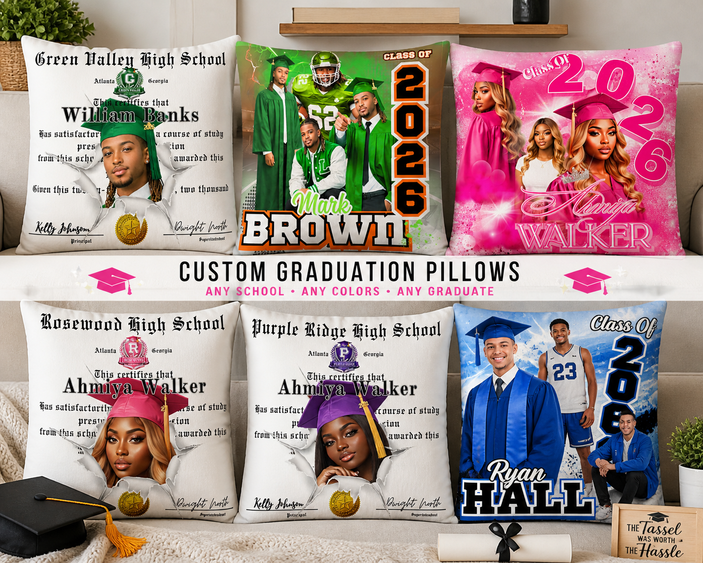Custom Graduation Pillow Templates Bundle – Editable Canva Designs 2026