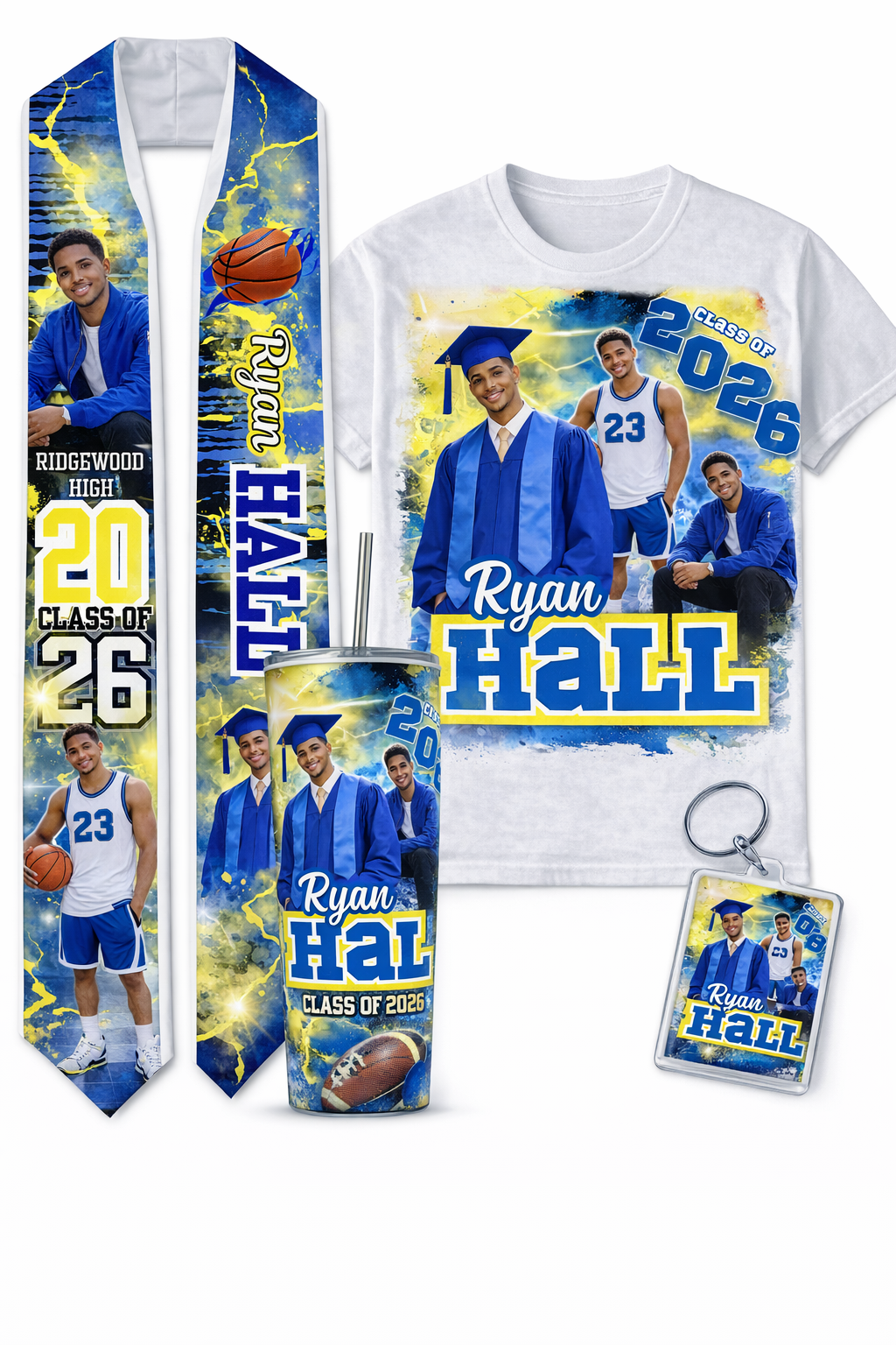 Class of 2026 Graduation Bundle | Custom Shirt, Stole, Tumbler & Personalized Photo Set