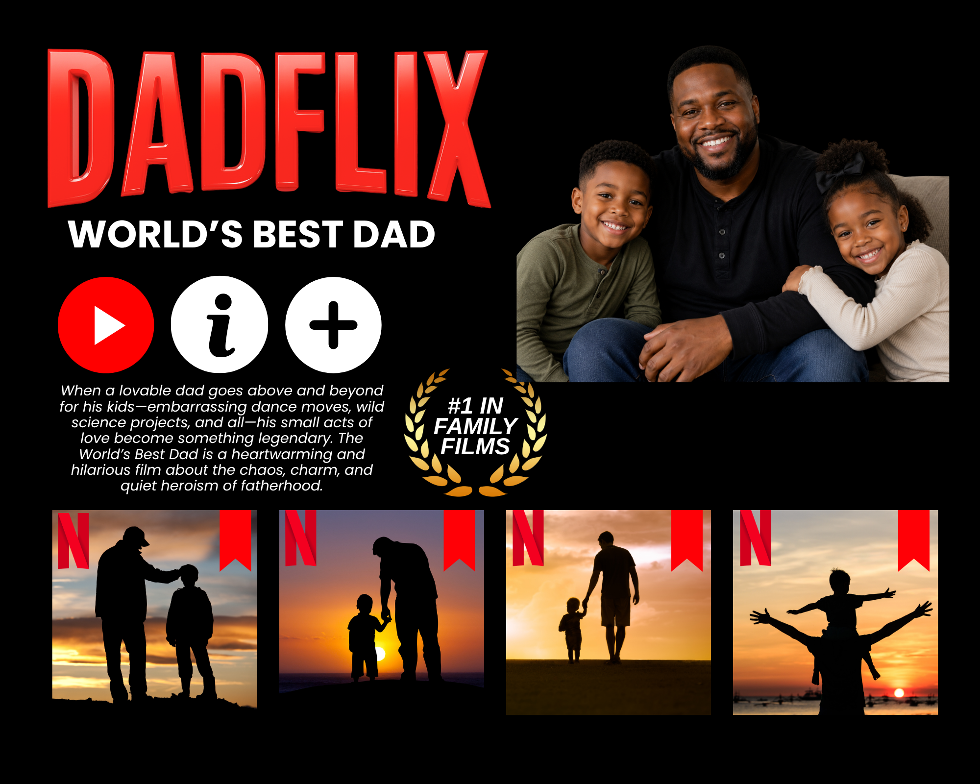 DadFlix PNG Design | Father’s Day Digital Download, Funny Movie Poster Style Dad SVG/PNG, Custom Gift for Dad