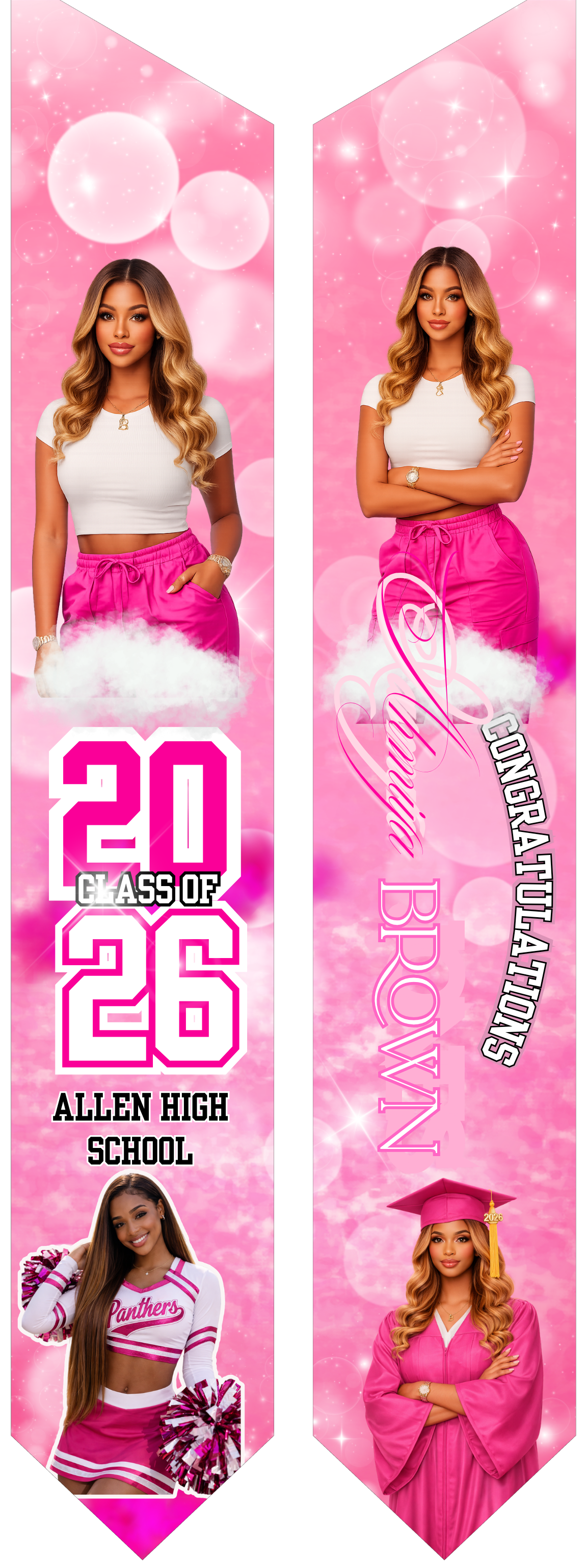 Custom Graduation Stoles 2026 | Personalized Grad Stole with Name, Photo & School Colors | Class of 2026 Senior Stole