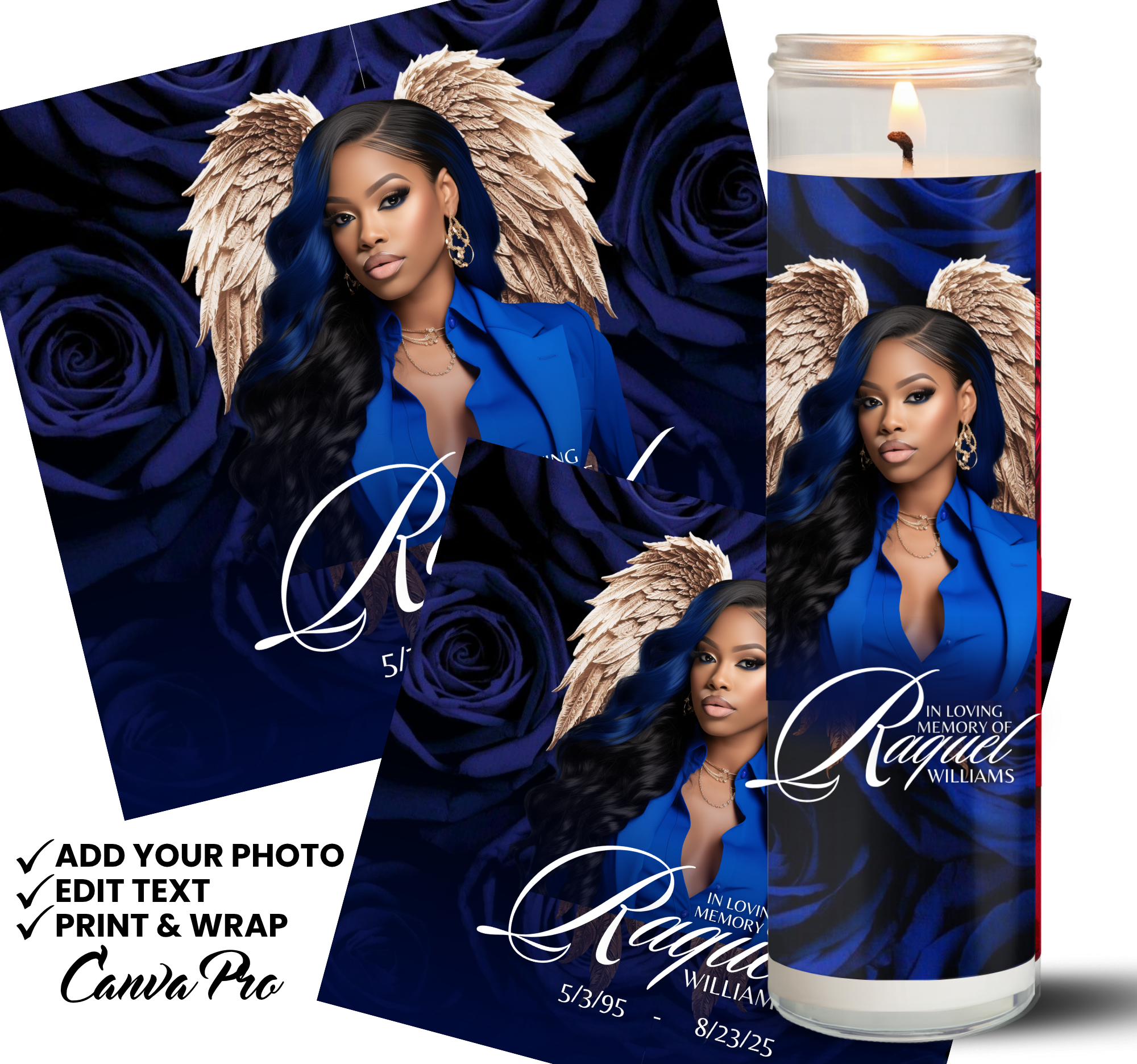 Dollar Tree Candle Template,  Editable Memorial Candle Template with Photo | Personalized Funeral Candle | Celebration of Life Tribute | Remembrance Keepsake Printable Candle Mock ups, Canva Template