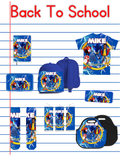 Sonic Back to School Bundle PNG | Personalized Backpack, Lunch Box, Pencil Box, Socks & All-Over T-Shirt Design