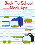 Back to School Mockup Bundle | T-Shirt, Backpack, Tumbler, Lunch Bag, Pencil Pouch, Socks & Pencil Case PSD Mockups