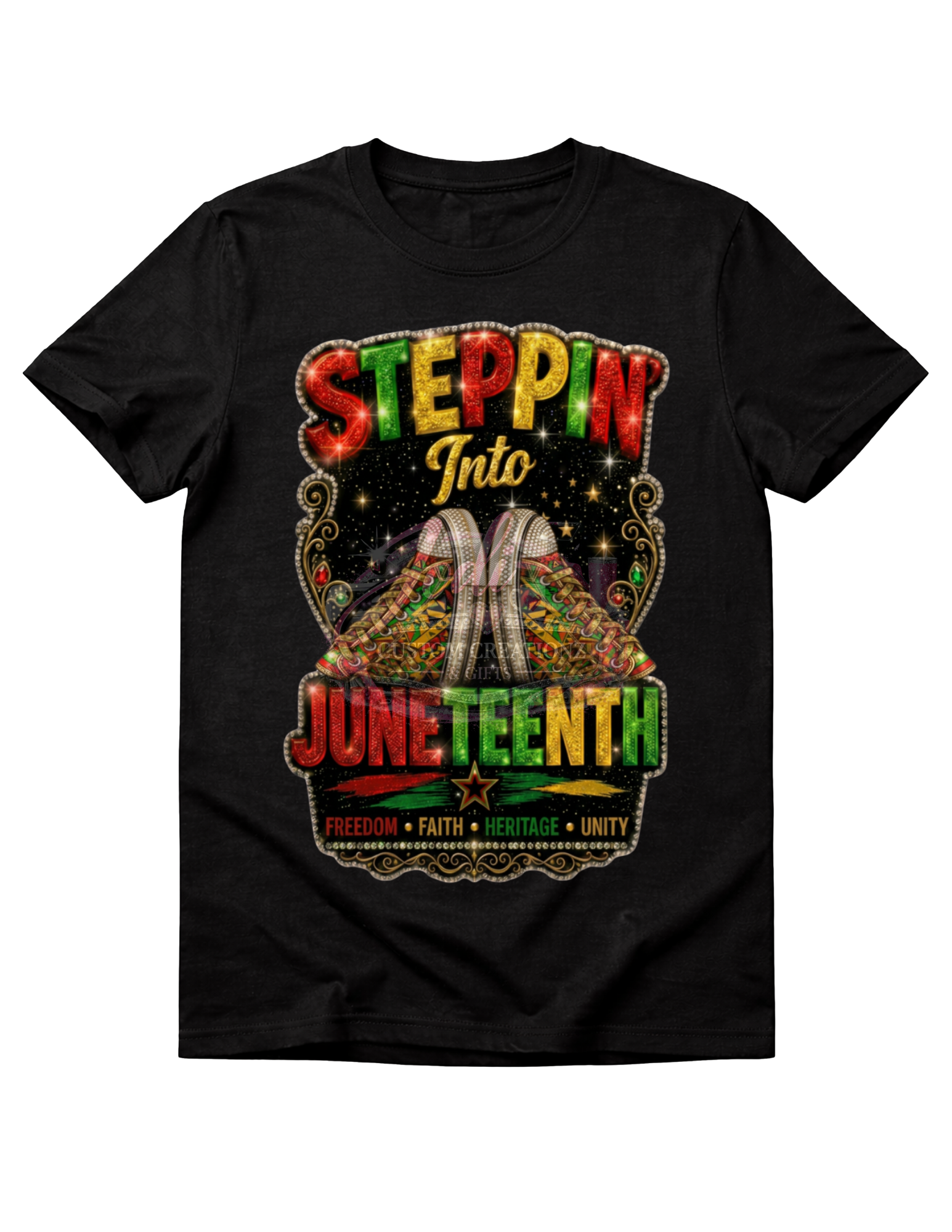 Steppin Into Juneteenth PNG with Sneaker Sparkle | Juneteenth Afro Urban Design | Black History Sublimation PNG | Street Style Juneteenth Shirt Design